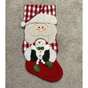 NEW! Gingham Quilted Christmas Stocking Holiday Santa Snowman Farmhouse Vibes